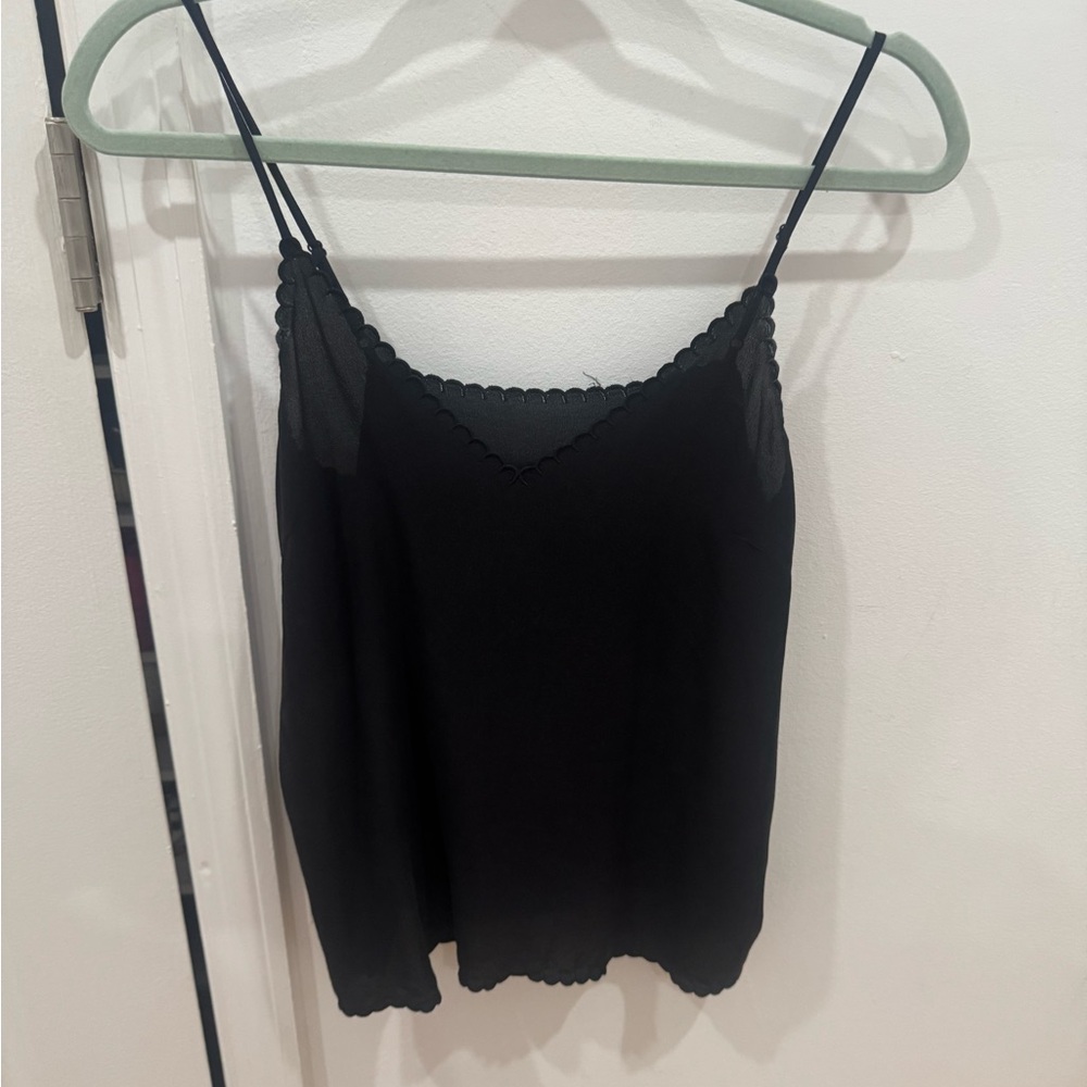 & Other Stories Black Scalloped Camisole